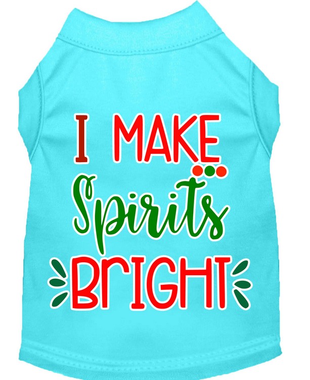 I Make Spirits Bright Screen Print Dog Shirt Aqua XS